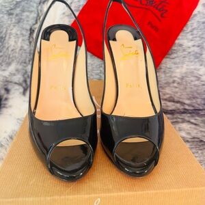 Christian Louboutin Black Peep Toe Slingback Heels